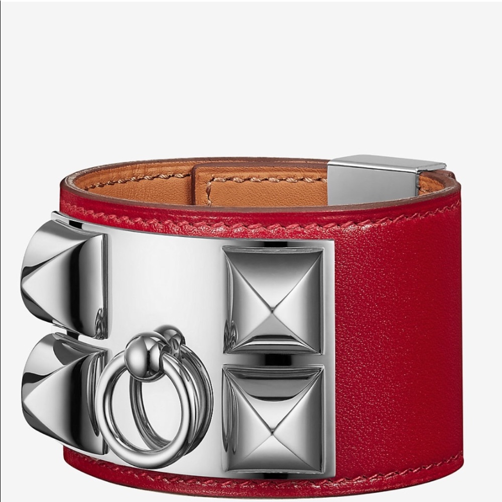 Hermes Collier de Chien bracelet cuff rouge vif